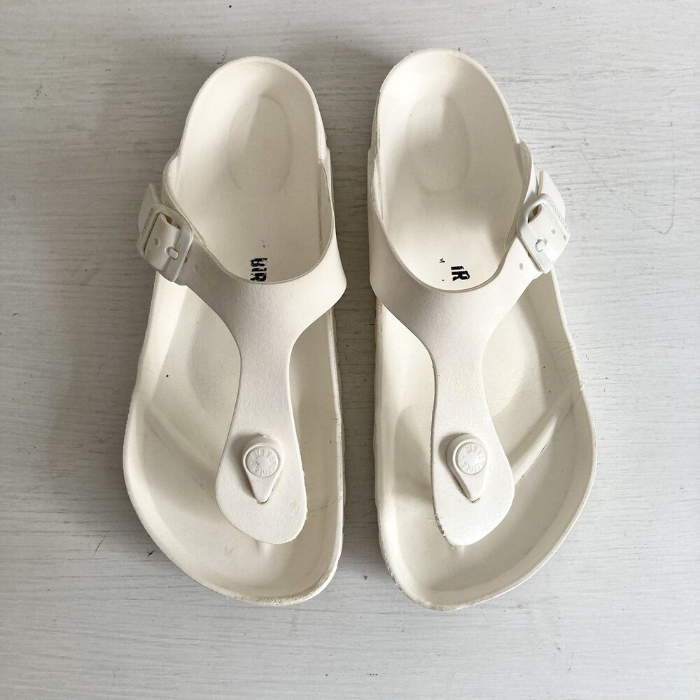 Birkenstock Gizeh Eva Sandals White Flip Flops Size US 6 EU 37 Slip On Buckle